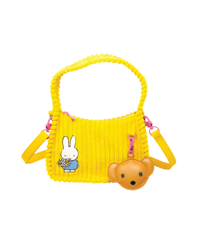 Miffy Corduroy Baguette Crossbody Bag with Bag Charm