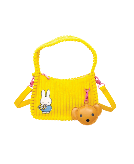 Miffy Corduroy Baguette Crossbody Bag with Bag Charm