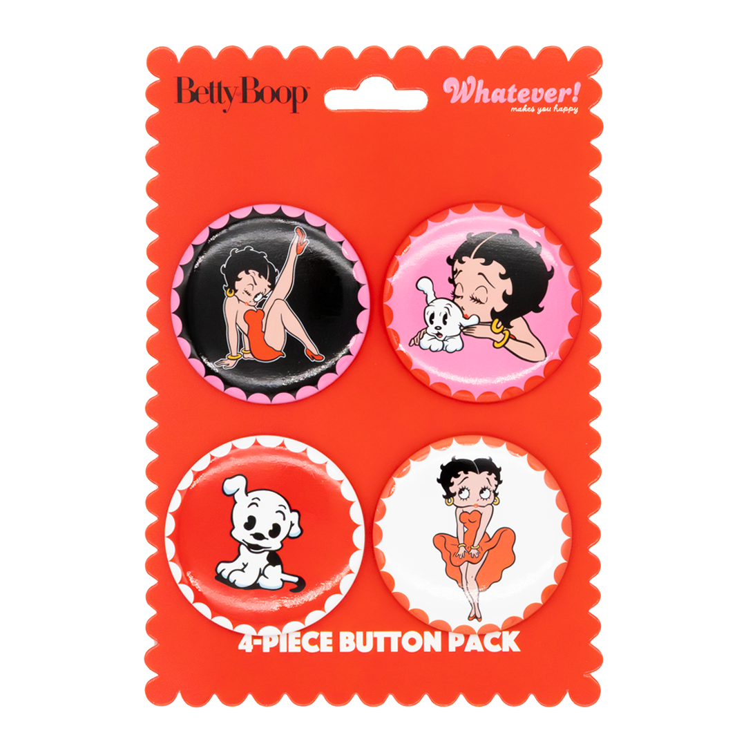 Betty Boop & Pudgy 4-Pack Buttons