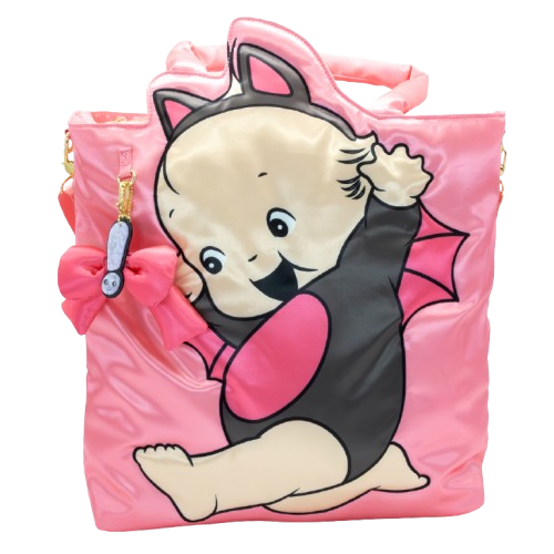 Kewpie Bat Pink Puffy Tote Bag w/ Ribbon Charm