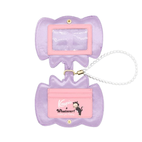 Kewpie Cat Bow Pearl Wristlet Card Holder