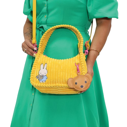 Miffy Corduroy Baguette Crossbody Bag with Bag Charm