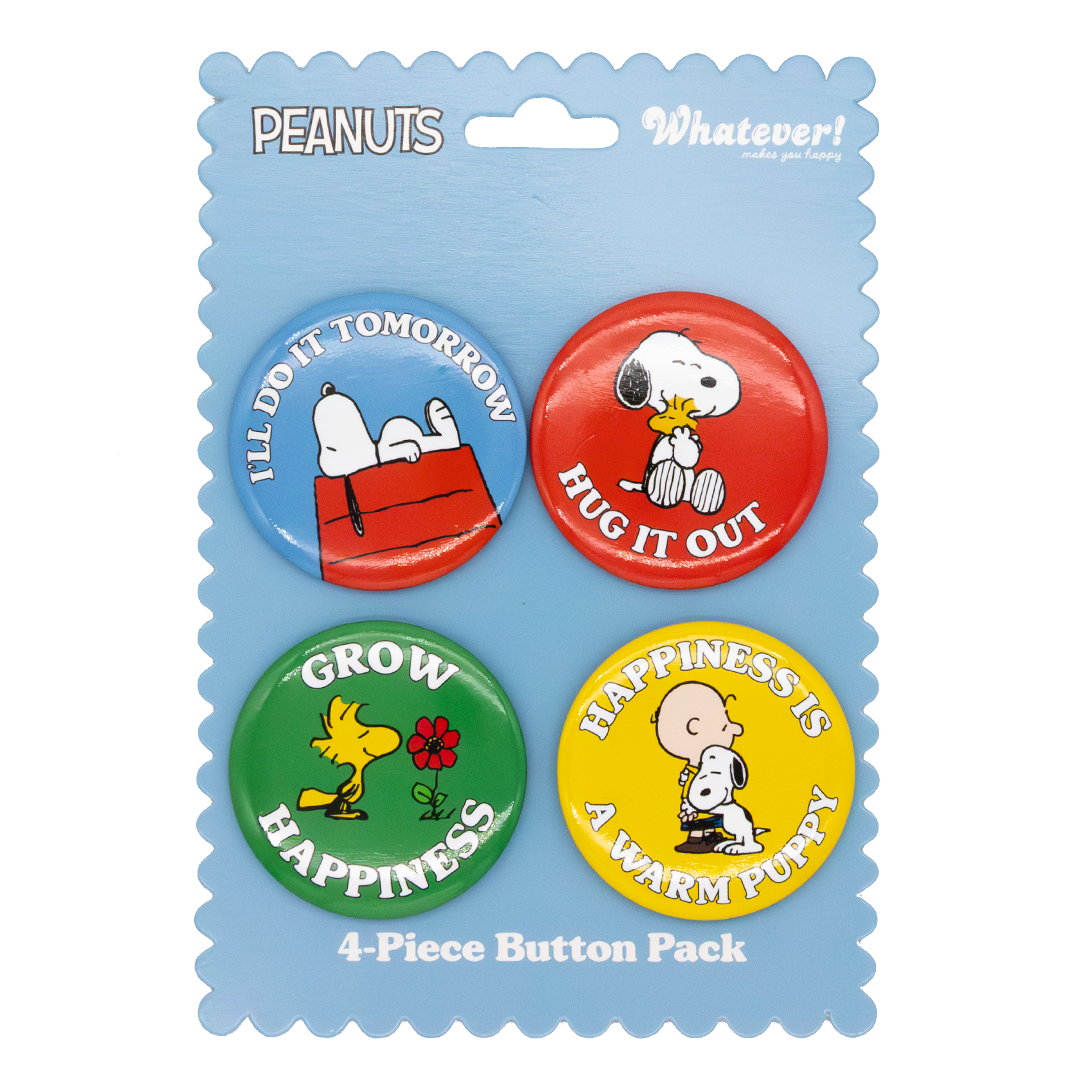 Peanuts 75th Charlie Brown & Snoopy 4-Pack Buttons