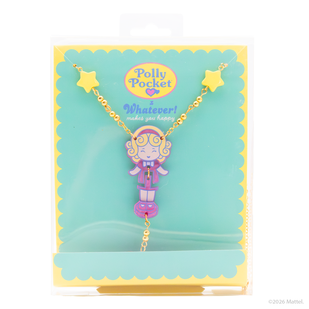 Polly Pocket w/ Pink Bow Hinged Layered Acrylic Necklace