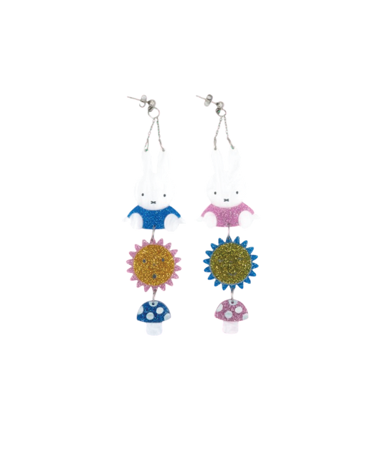 Miffy Sun & Shroom Layered Acrylic Earrings