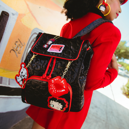 Betty Boop Quilted Heart Trinket Backpack w/ Acrylic Charms