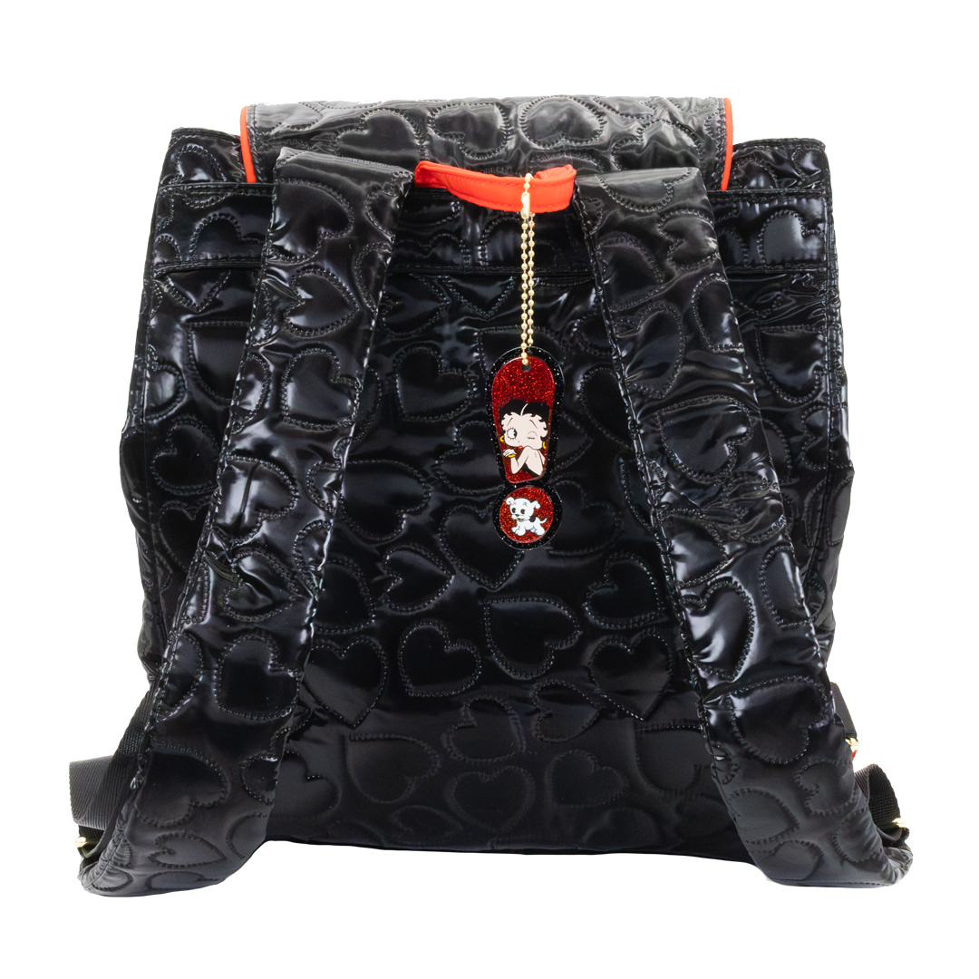 Betty Boop Quilted Heart Trinket Backpack w/ Acrylic Charms