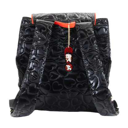 Betty Boop Quilted Heart Trinket Backpack w/ Acrylic Charms