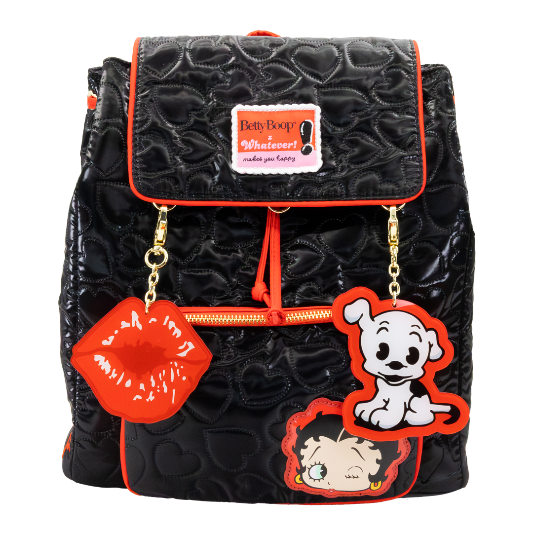 Betty Boop Quilted Heart Trinket Backpack w/ Acrylic Charms