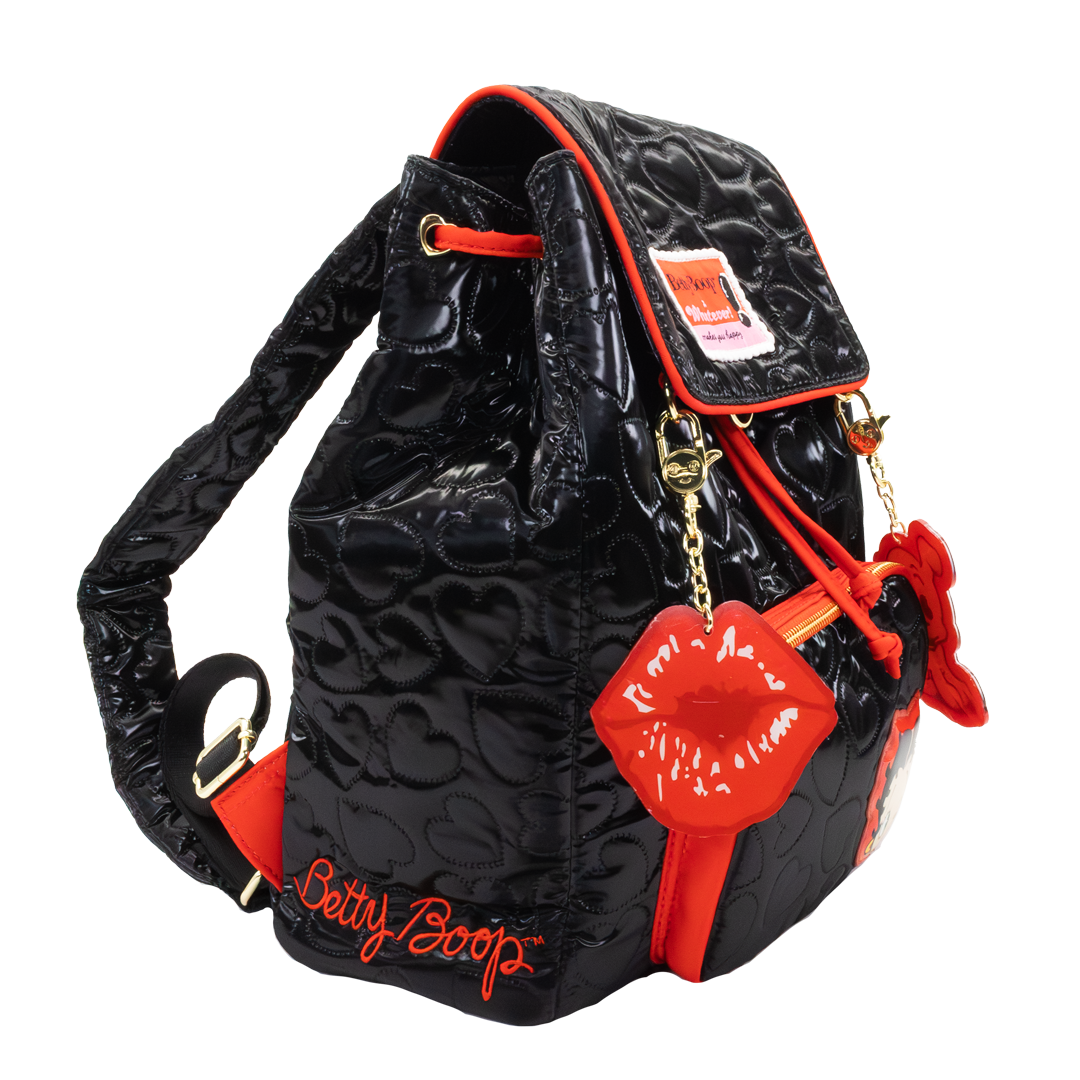 Betty Boop Quilted Heart Trinket Backpack w/ Acrylic Charms