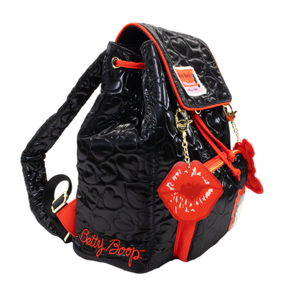 Betty Boop Quilted Heart Trinket Backpack w/ Acrylic Charms