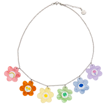 Care Bears Flower Belly Badges Acrylic Charm Necklace