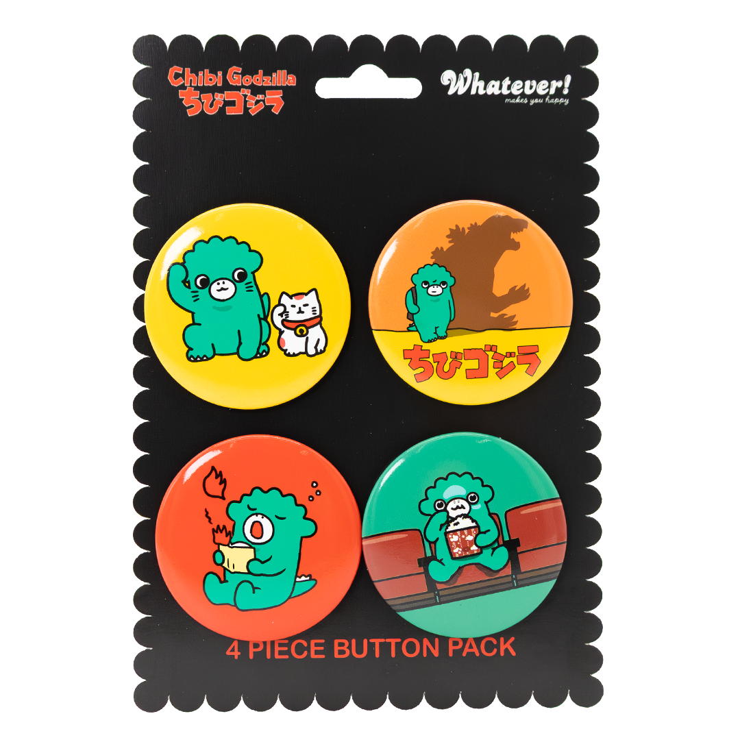 WEB EXCLUSIVE Chibi Godzilla Raids Again 4-Pack Button Set