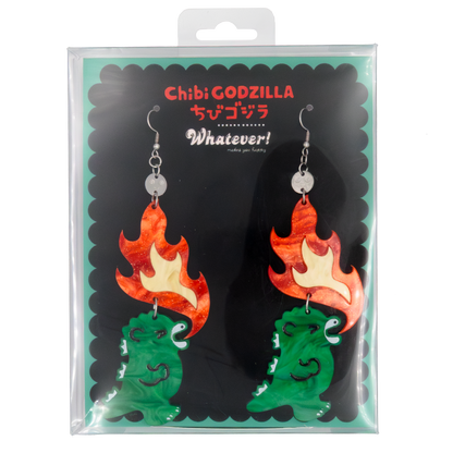 Chibi Godzilla Raids Again Breathing Fire Acrylic Earrings