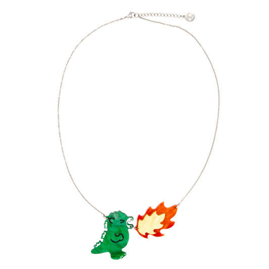 Chibi Godzilla Raids Again Breathing Fire Acrylic Necklace
