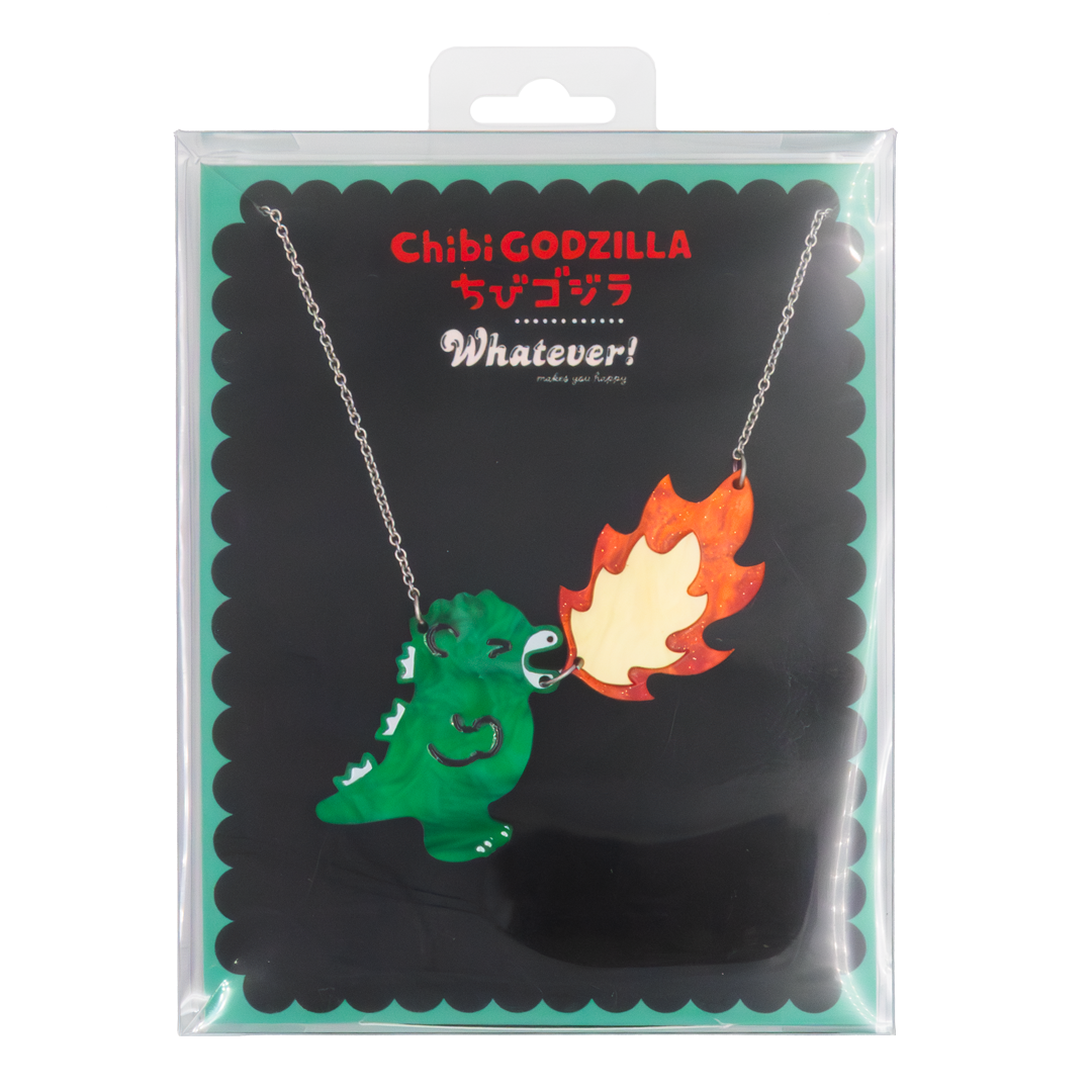 Chibi Godzilla Raids Again Breathing Fire Acrylic Necklace