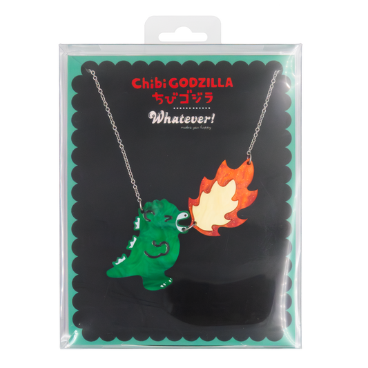 Chibi Godzilla Raids Again Breathing Fire Acrylic Necklace