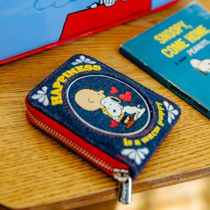 Peanuts 75th Anniversary “Happiness Is a Warm Puppy” Denim Accordion Wallet