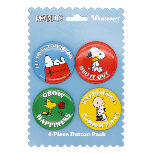 Peanuts 75th Charlie Brown & Snoopy 4-Pack Buttons