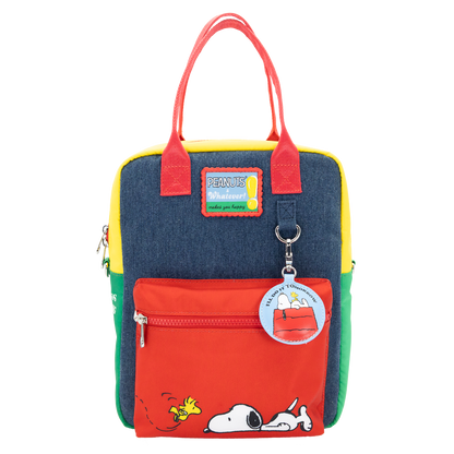 Peanuts 75th Anniversary Color Block Denim & Canvas Convertible Bag