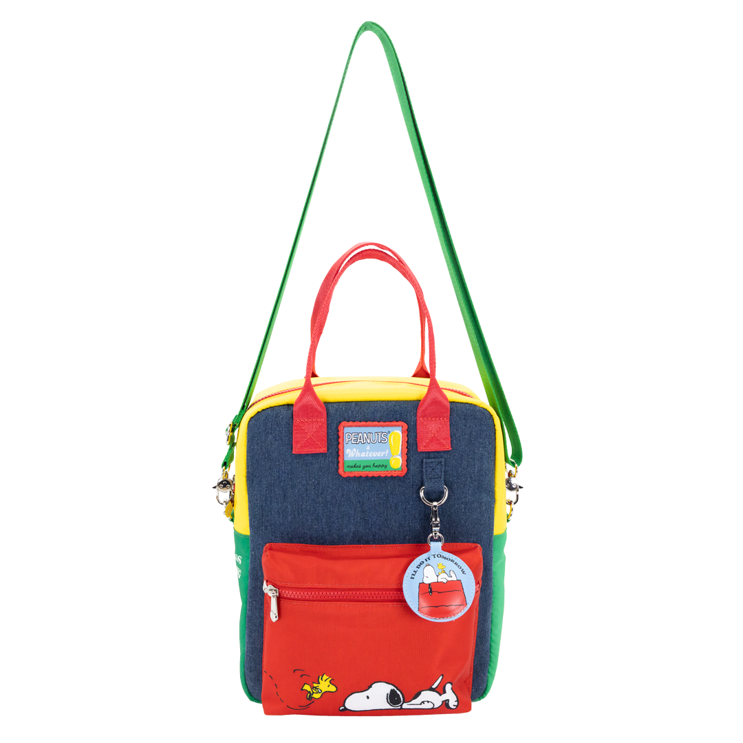 Peanuts 75th Anniversary Color Block Denim & Canvas Convertible Bag