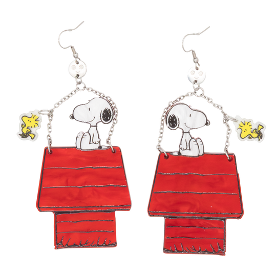 Peanuts 75th Snoopy & Woodstock Doghouse Layered Acrylic Earrings