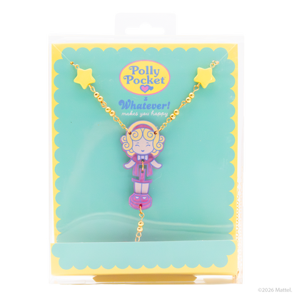 Polly Pocket w/ Pink Bow Hinged Layered Acrylic Necklace