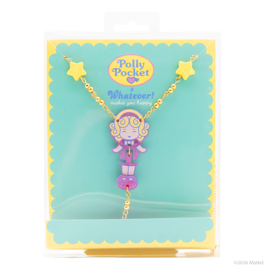Polly Pocket w/ Pink Bow Hinged Layered Acrylic Necklace