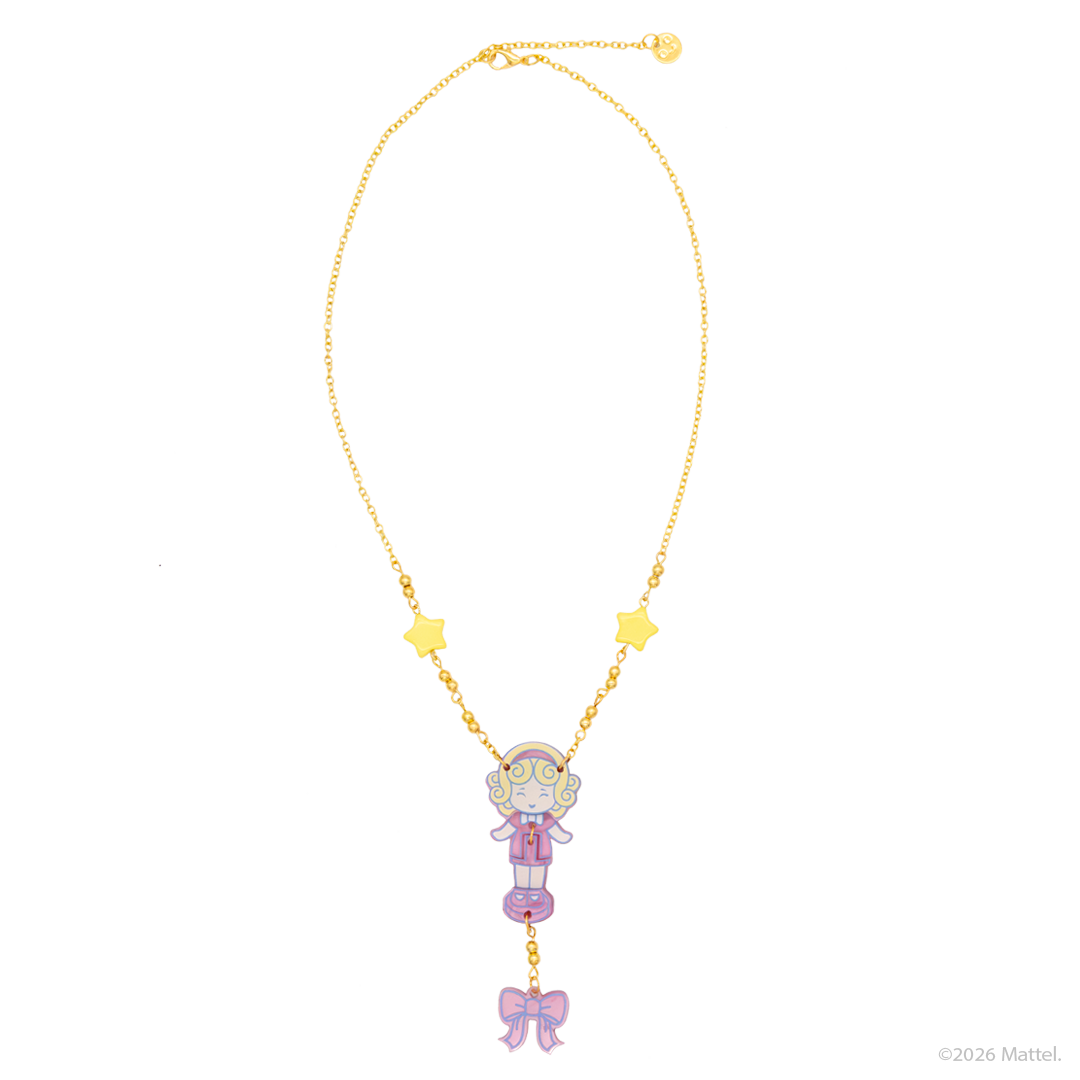 Polly Pocket w/ Pink Bow Hinged Layered Acrylic Necklace