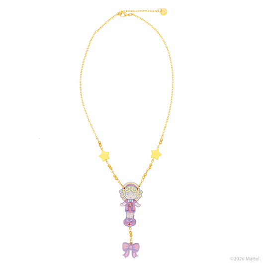 Polly Pocket w/ Pink Bow Hinged Layered Acrylic Necklace