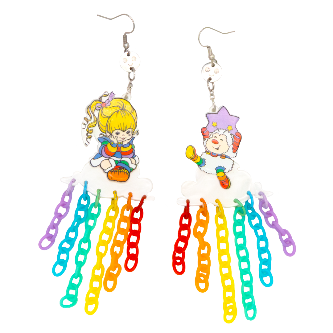 Rainbow Brite Dangle Rainbow Acrylic Earrings