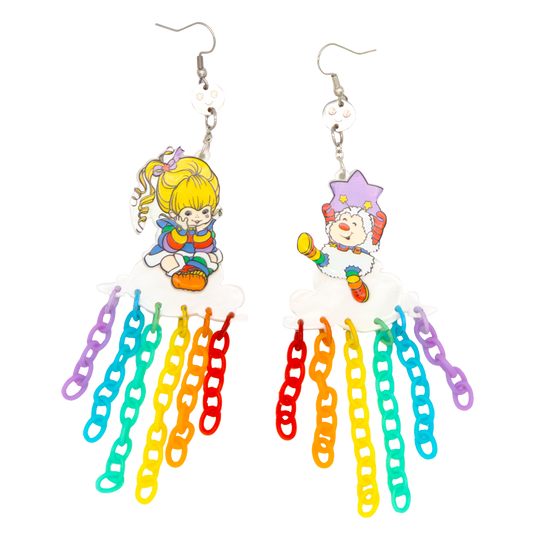 Rainbow Brite Dangle Rainbow Acrylic Earrings